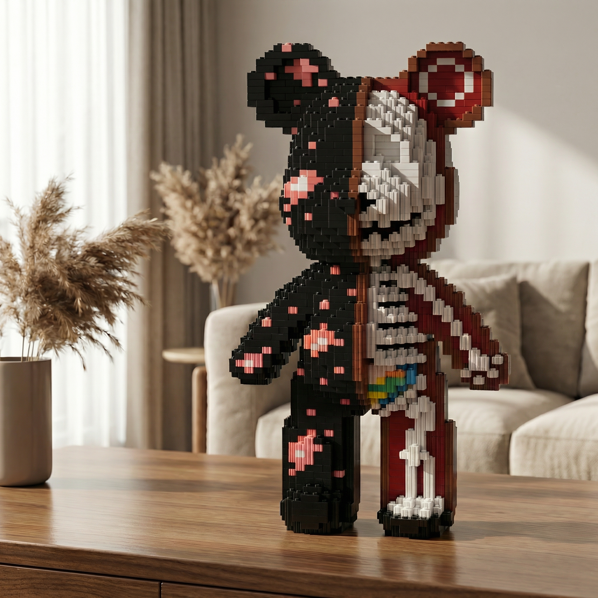 35CM Hot 3D Kawaii Bear Model Micro Diamond Building Block with Light Developmental Brick Toys for Boys Kids Children Birthday Gifts