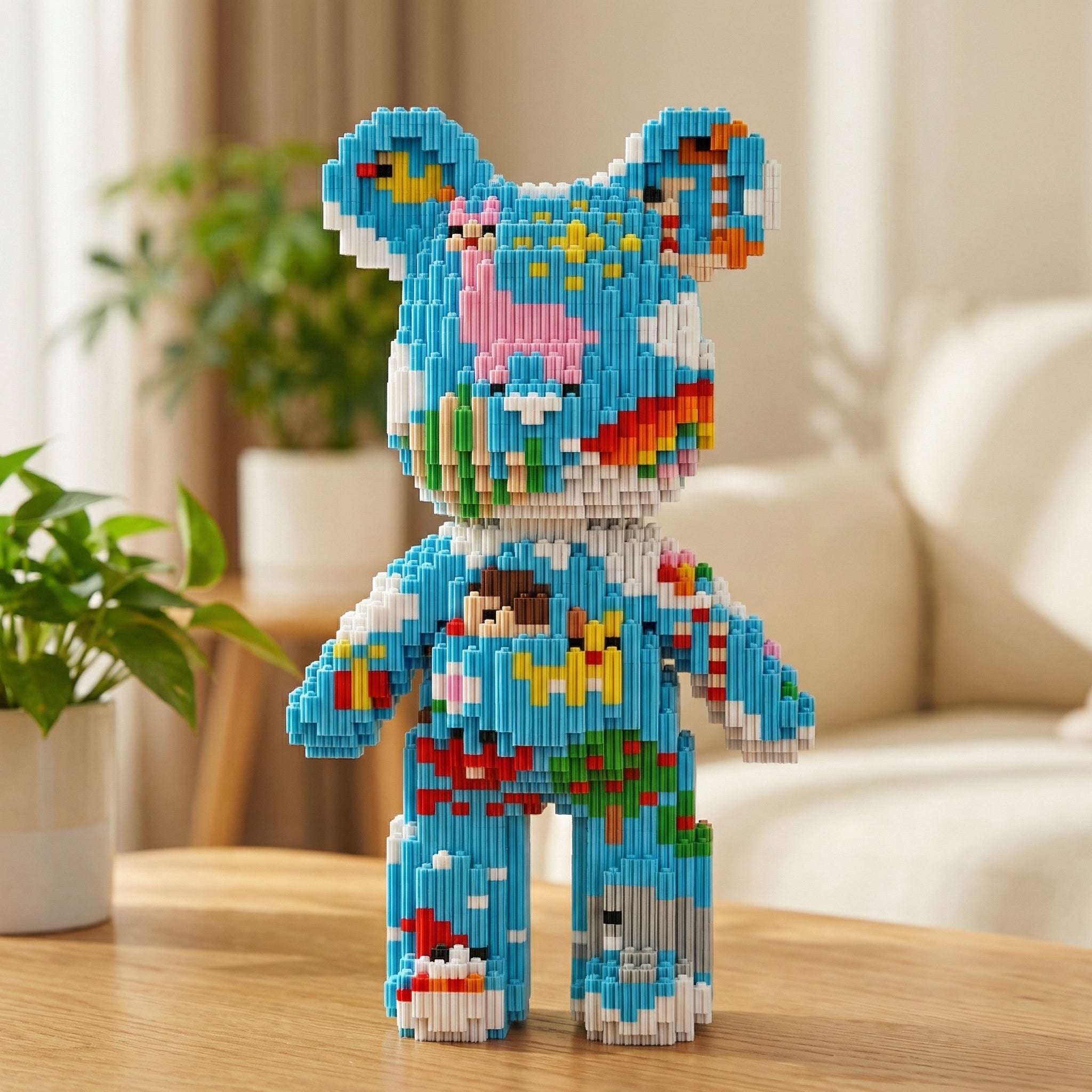 35CM Hot 3D Kawaii Bear Model Micro Diamond Building Block with Light Developmental Brick Toys for Boys Kids Children Birthday Gifts