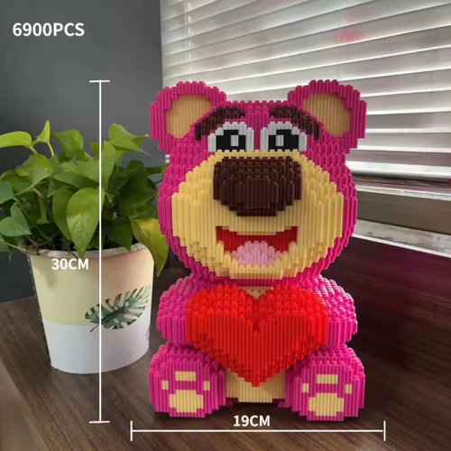 30CM Giant Strawberry Bear Diamond Block Set – Cute 3D Assembly Gift for Girls & Boys