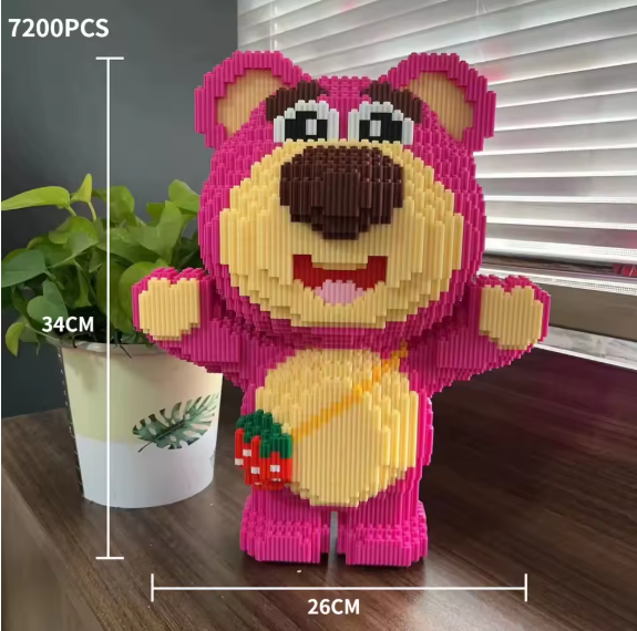 30CM Giant Strawberry Bear Diamond Block Set – Cute 3D Assembly Gift for Girls & Boys